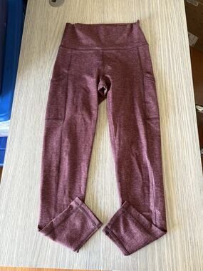 Aerie Chill Play Move High Waisted Pocket Leggings Heather Maroon, Women Small
